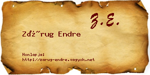 Zárug Endre névjegykártya